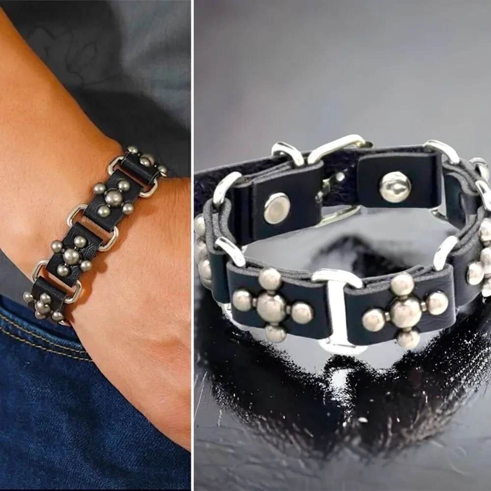 Men’s Soft Leather Rivet Bracelet, new